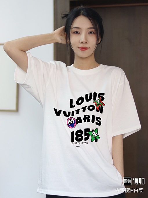 ルイヴィトン 新しいプリントラウンドネック半袖Tシャツ