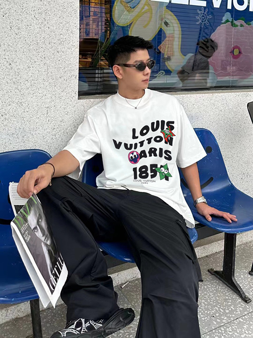 ルイヴィトン 新しいプリントラウンドネック半袖Tシャツ