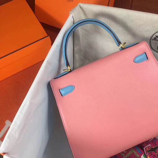 エルメス ケリー25 cmフルハンドステッチ輸入ヤギ革バッグ