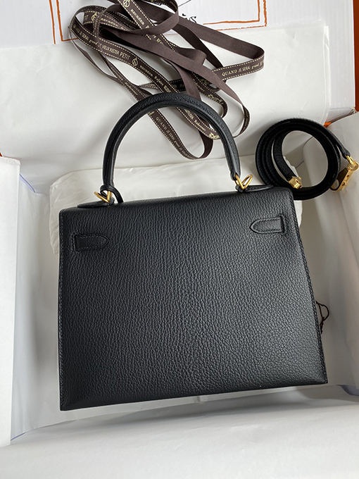 エルメス  ケリー 25 cmブラック/フラッグレッドコーディネートバッグ