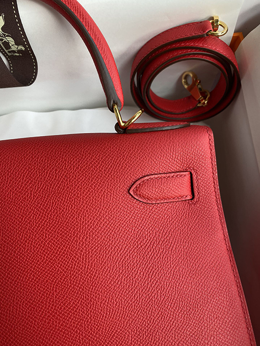 エルメス  ケリー28 cmファッション国旗レッドバッグ