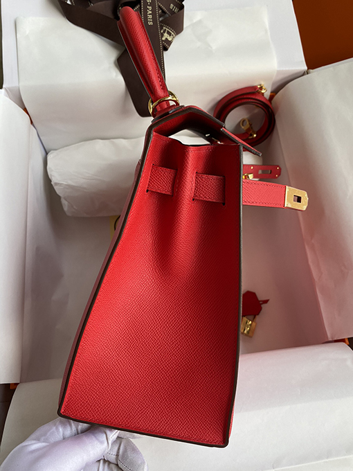 エルメス  ケリー28 cmファッション国旗レッドバッグ