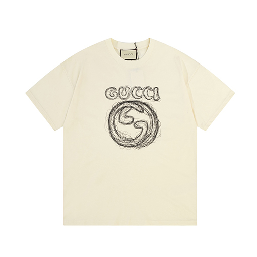 グッチ  デジタルプリントラインアルファベットロゴ半袖Tシャツ