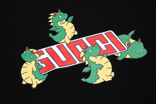 グッチ  漫画柄のアルファベットプリント半袖Tシャツ