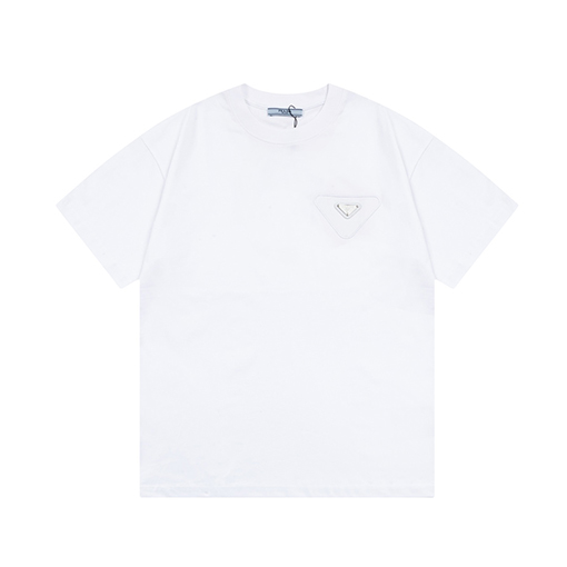 プラダ 刺繍カスタム三角章アルファベットロゴ半袖tシャツ