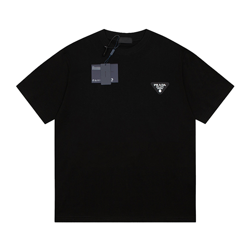 プラダ 胸のプリントデザイン三角マーク半袖Tシャツ