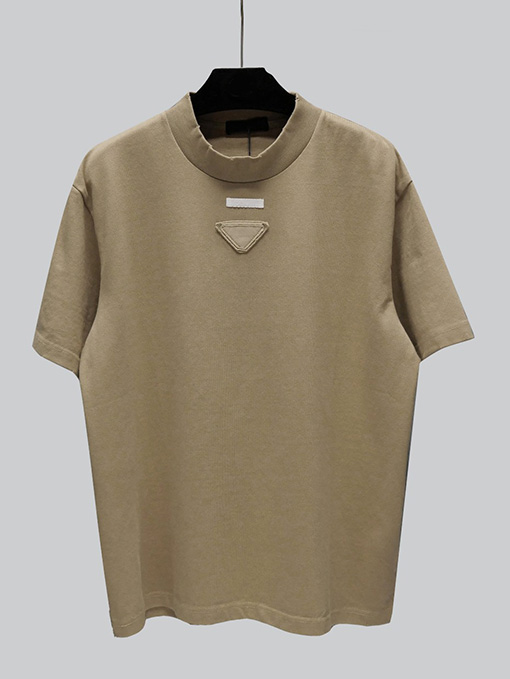 プラダ  コットンルーズ リブニットクルーネック半袖Tシャツ