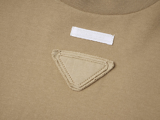 プラダ  コットンルーズ リブニットクルーネック半袖Tシャツ
