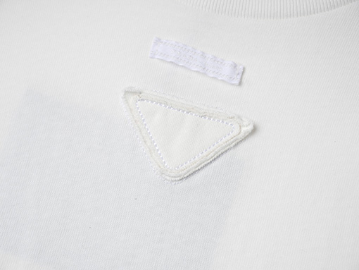 プラダ  コットンルーズ リブニットクルーネック半袖Tシャツ