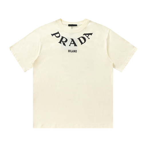 プラダ  襟元プリント半袖Tシャツ
