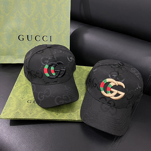 グッチ  ダブルGレタープリントキャップ