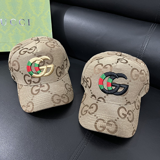 グッチ  ダブルGレタープリントキャップ