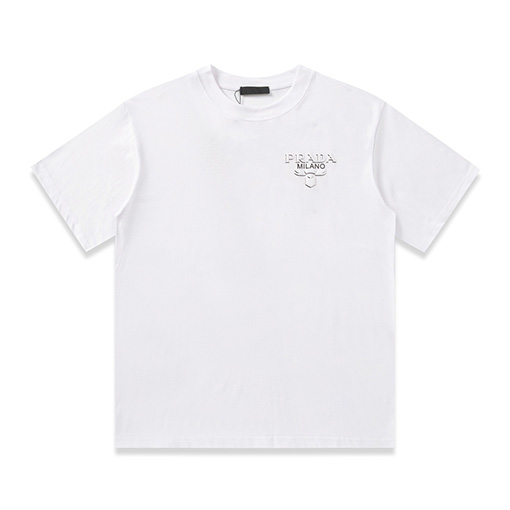 プラダ  胸のプリントフィルム半袖Tシャツ
