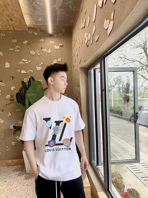 ルイヴィトン 新しいプリントラウンドネック半袖Tシャツ