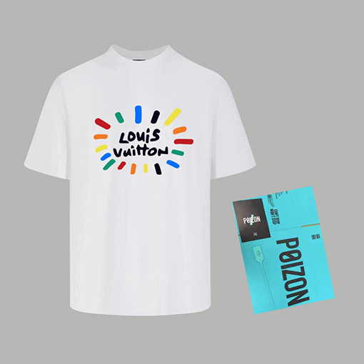 ルイヴィトン 新しいトレンドプリントファッションクルーネック半袖Tシャツ