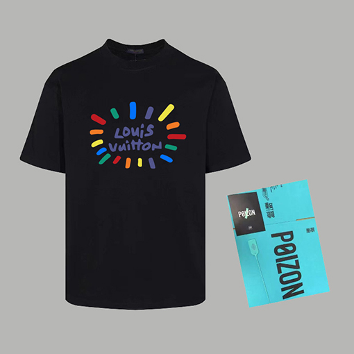 ルイヴィトン 新しいトレンドプリントファッションクルーネック半袖Tシャツ