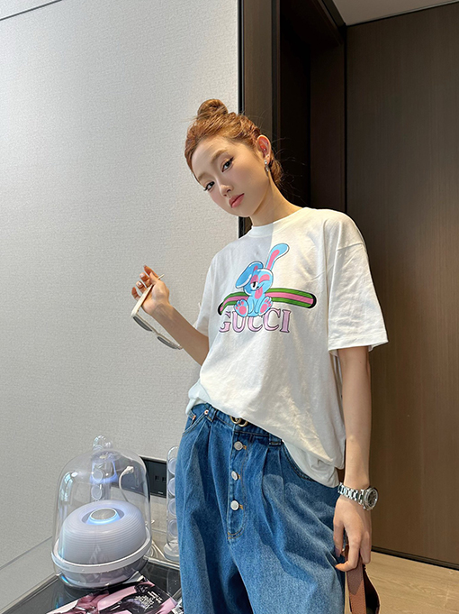 グッチ 新作イラストレーターニットコットンラウンドネックTシャツ