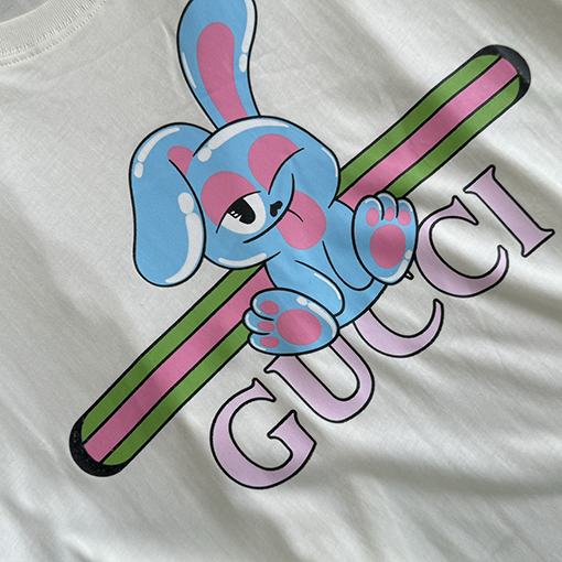 グッチ 新作イラストレーターニットコットンラウンドネックTシャツ