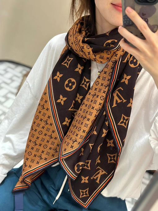 ルイヴィトン  トップヘリンボーンシルクカシミアスカーフ