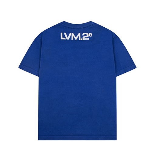 ルイヴィトン 白地に青文字のジャカード編み半袖Tシャツ