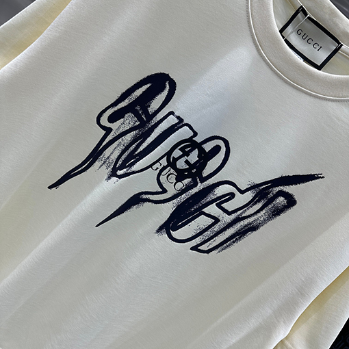 グッチ  早春の新しい個性的なプリント半袖Tシャツ