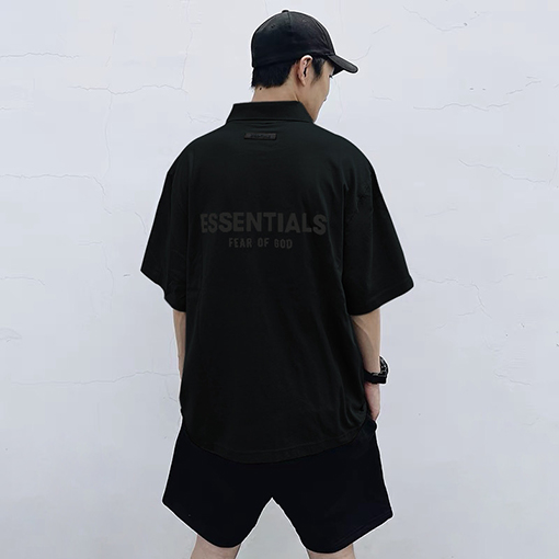 フィアオブゴッド バックシリカゲル文字ポロシャツ純綿半袖Tシャツ