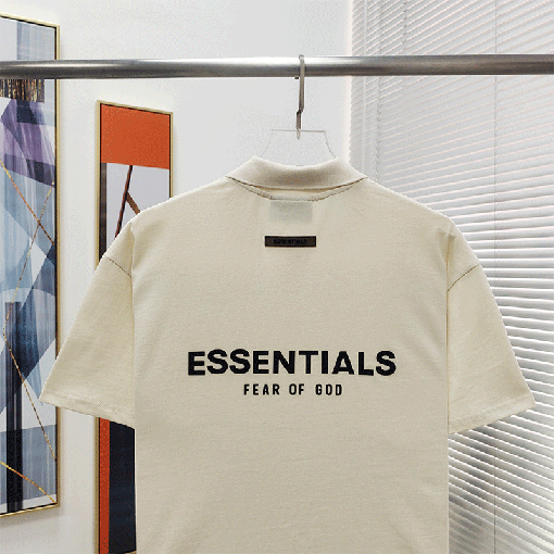 フィアオブゴッド バックシリカゲル文字ポロシャツ純綿半袖Tシャツ