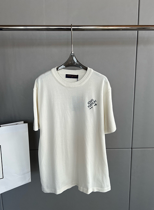 ルイヴィトンコピー クルーネックニット半袖Tシャツ