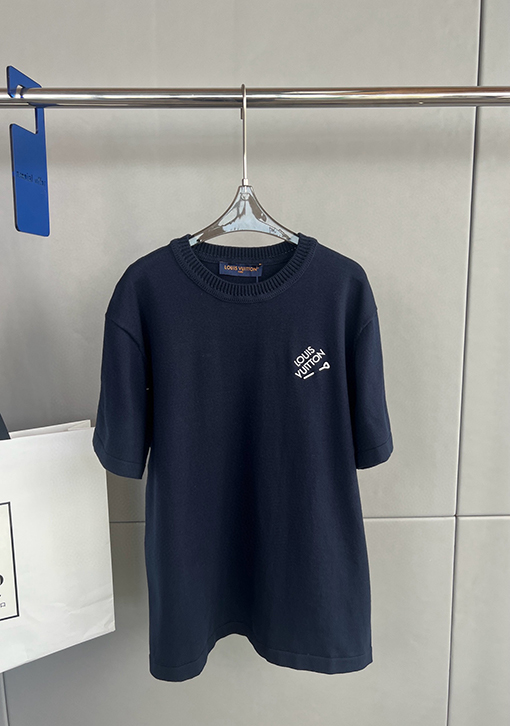 ルイヴィトンコピー クルーネックニット半袖Tシャツ