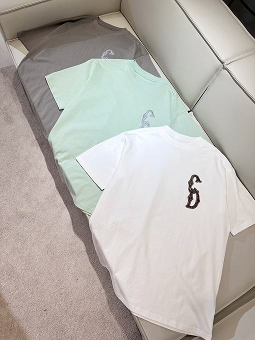 ディオールスーパーコピー   胸に文字刺繍半袖Tシャツ