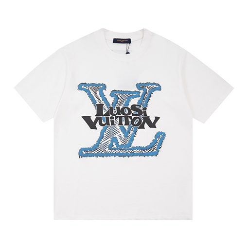 ルイヴィトン スエードフォーム文字プリント半袖Tシャツ