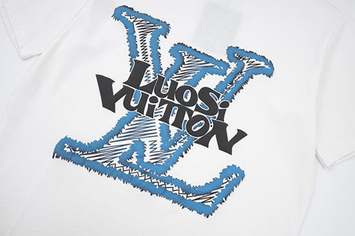 ルイヴィトン スエードフォーム文字プリント半袖Tシャツ