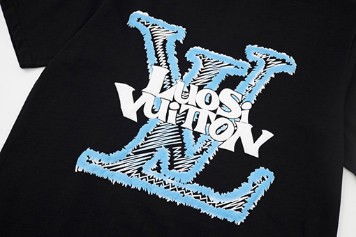 ルイヴィトン スエードフォーム文字プリント半袖Tシャツ