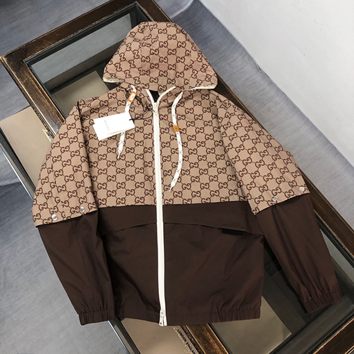 グッチコピー ステッチフルプリントロゴフード付きジャケット