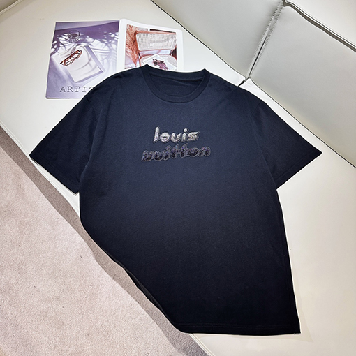 ルイヴィトンスーパーコピー   金属章仔ビーズ刺繍ビーズ半袖Tシャツ