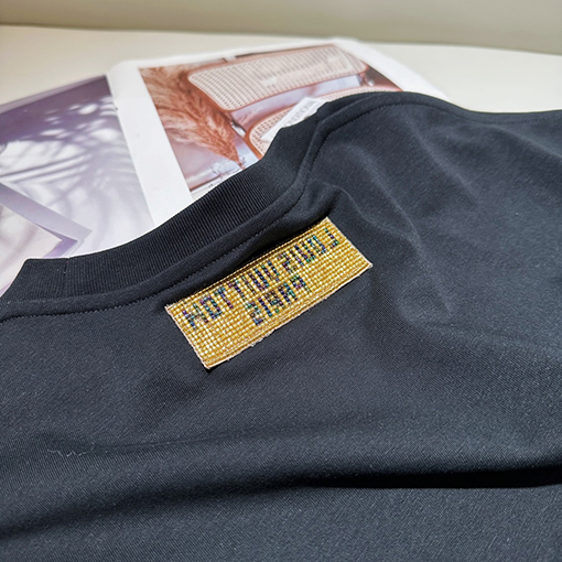ルイヴィトンスーパーコピー   金属章仔ビーズ刺繍ビーズ半袖Tシャツ