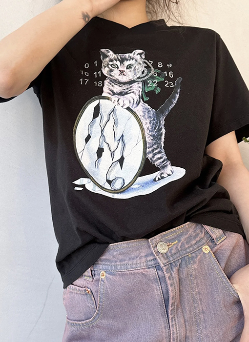 マルタンマルジェラ 新しい猫シリーズの半袖Tシャツ