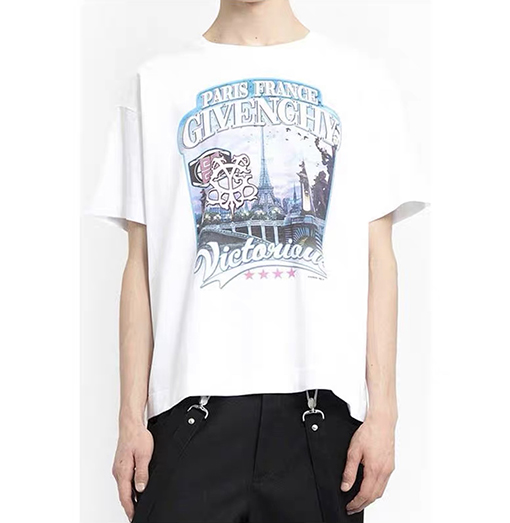 ジバンシイコピー 最新の鉄塔プリントラウンドネック半袖Tシャツ