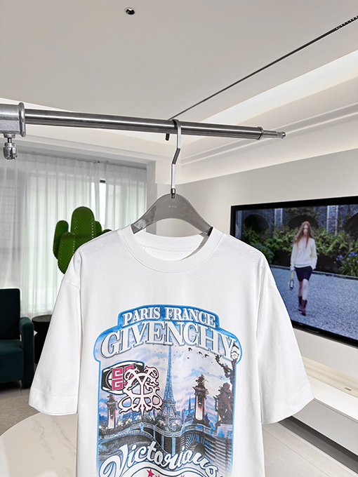ジバンシイコピー 最新の鉄塔プリントラウンドネック半袖Tシャツ