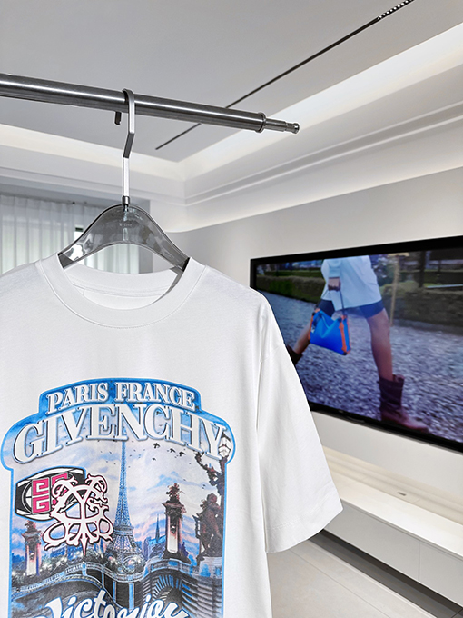 ジバンシイコピー 最新の鉄塔プリントラウンドネック半袖Tシャツ