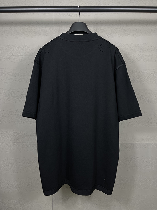 バレンシアガコピー バックロゴウォッシュ磨かれた古い半袖Tシャツ