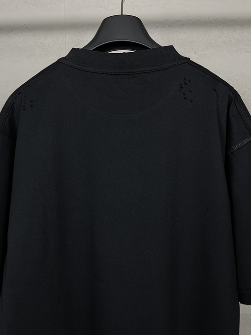 バレンシアガコピー バックロゴウォッシュ磨かれた古い半袖Tシャツ