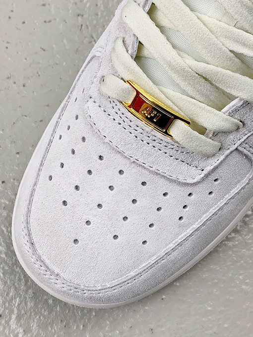 ナイキスーパーコピー  Nike Air Force 1 Mid 07ホワイトグレーブラック刺繍ゴールドフック
