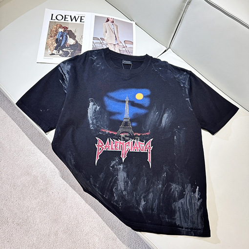 バレンシアガスーパーコピー  パリエッフェル塔半袖Tシャツ