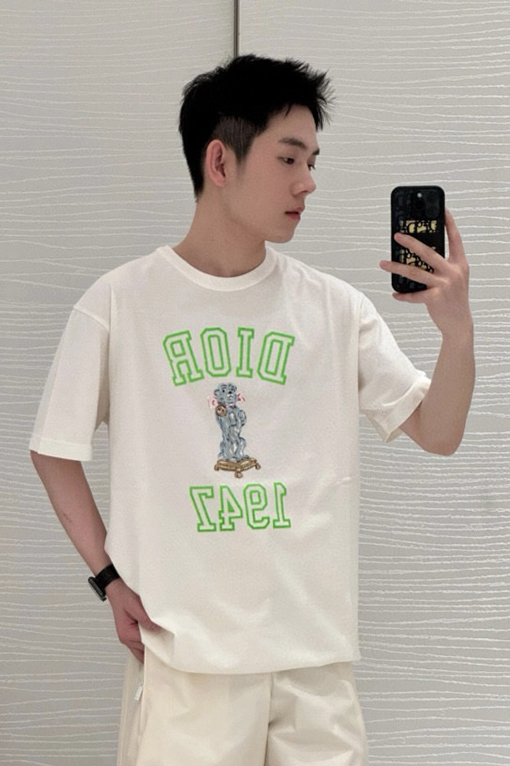 ディオール コピー ボビー犬の植毛プリント半袖Tシャツ