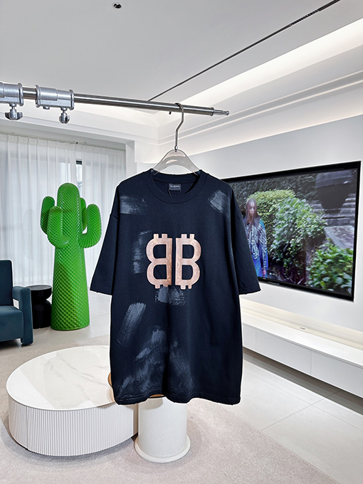 バレンシアガスーパーコピー 最新のビットコインプリント半袖Tシャツ