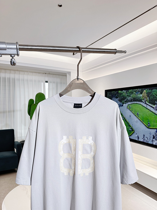 バレンシアガスーパーコピー 最新のビットコインプリント半袖Tシャツ