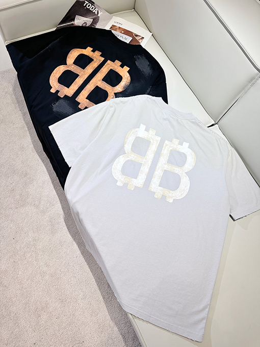 バレンシアガスーパーコピー 最新のビットコインプリント半袖Tシャツ