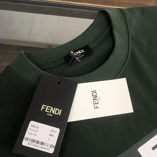 フェンディコピー   トッププリントクラフトパターンロゴカップルコットン半袖Tシャツ