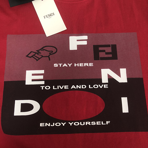 フェンディコピー   トッププリントクラフトパターンロゴカップルコットン半袖Tシャツ